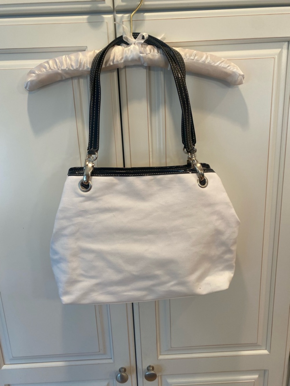 Nine West White Tote with Black Trim and Handles